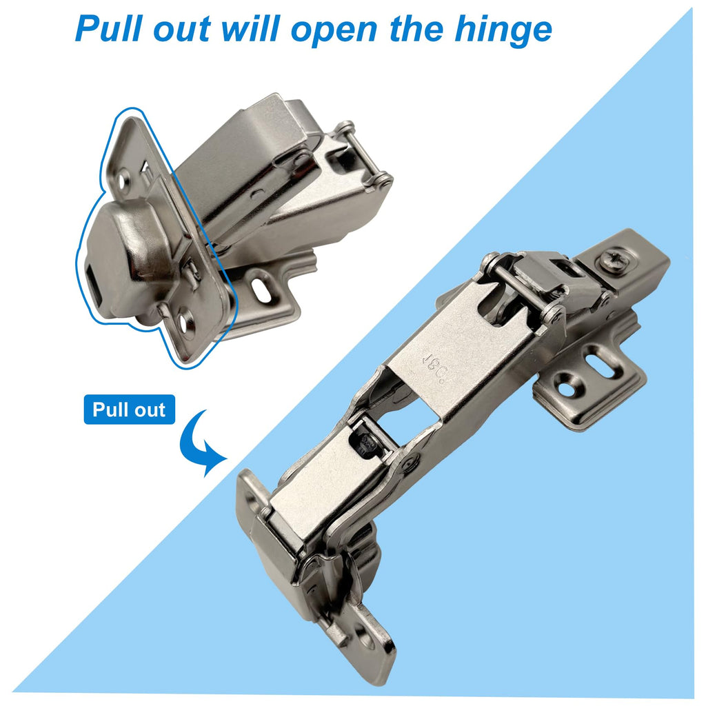 180 Degree Frameless Cabinet Doors Hinges, Concealed Hydraulic Adjustable Mounting, Soft Closing Nickel-Plated Steel