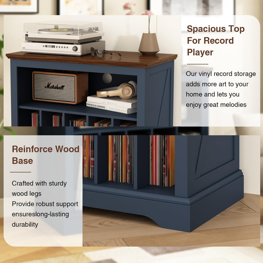 Large Farmhouse Record Player Stand, 31.5" Turntable Stand, Blue