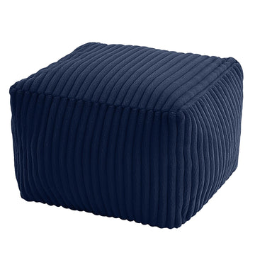 Square Pouf Ottoman Foot Rest, 15 Inch Faux Fur Pouf, Navy