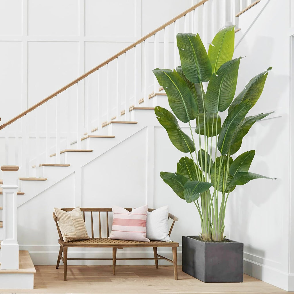 Bird of Paradise Plant 7.5Ft Tall Fake Tropical Palm Tree Large Fake Plants with 18 Silk Banana Leaves Faux Plant