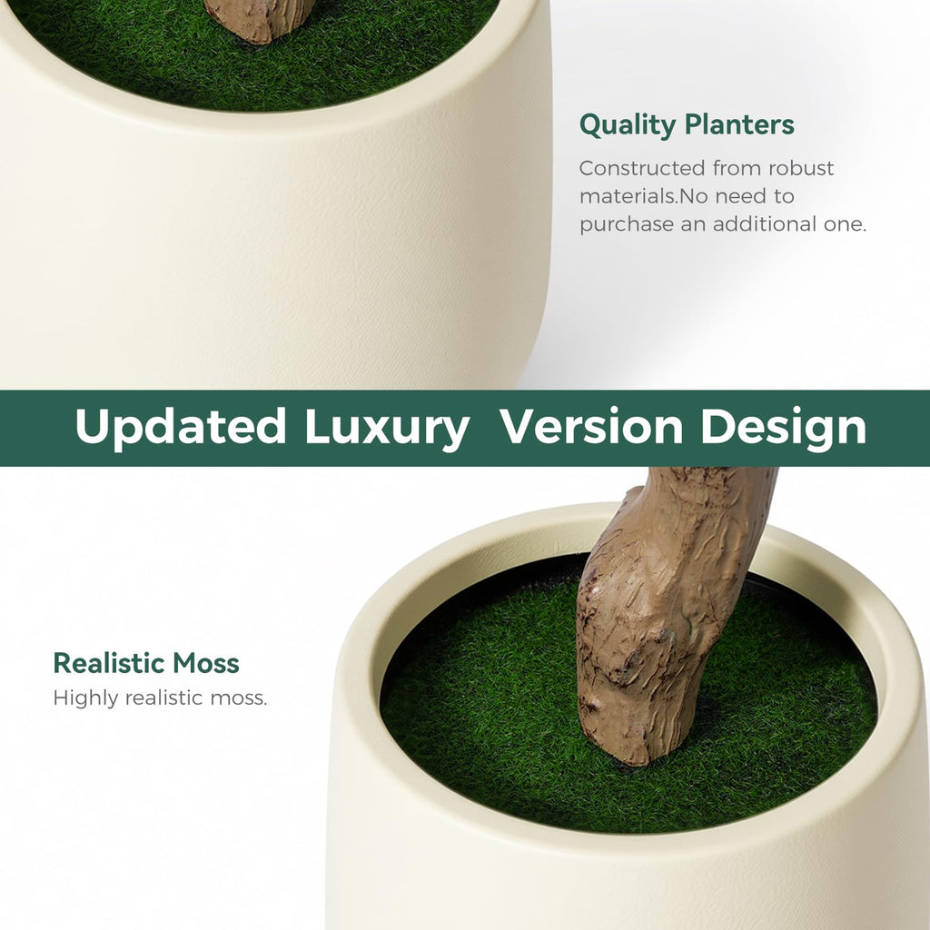 7FT Faux Olive Tree with Decorative Planter, Olive Trees Artificial Indoor with Textured Trunk, Silk Leaves and Olive