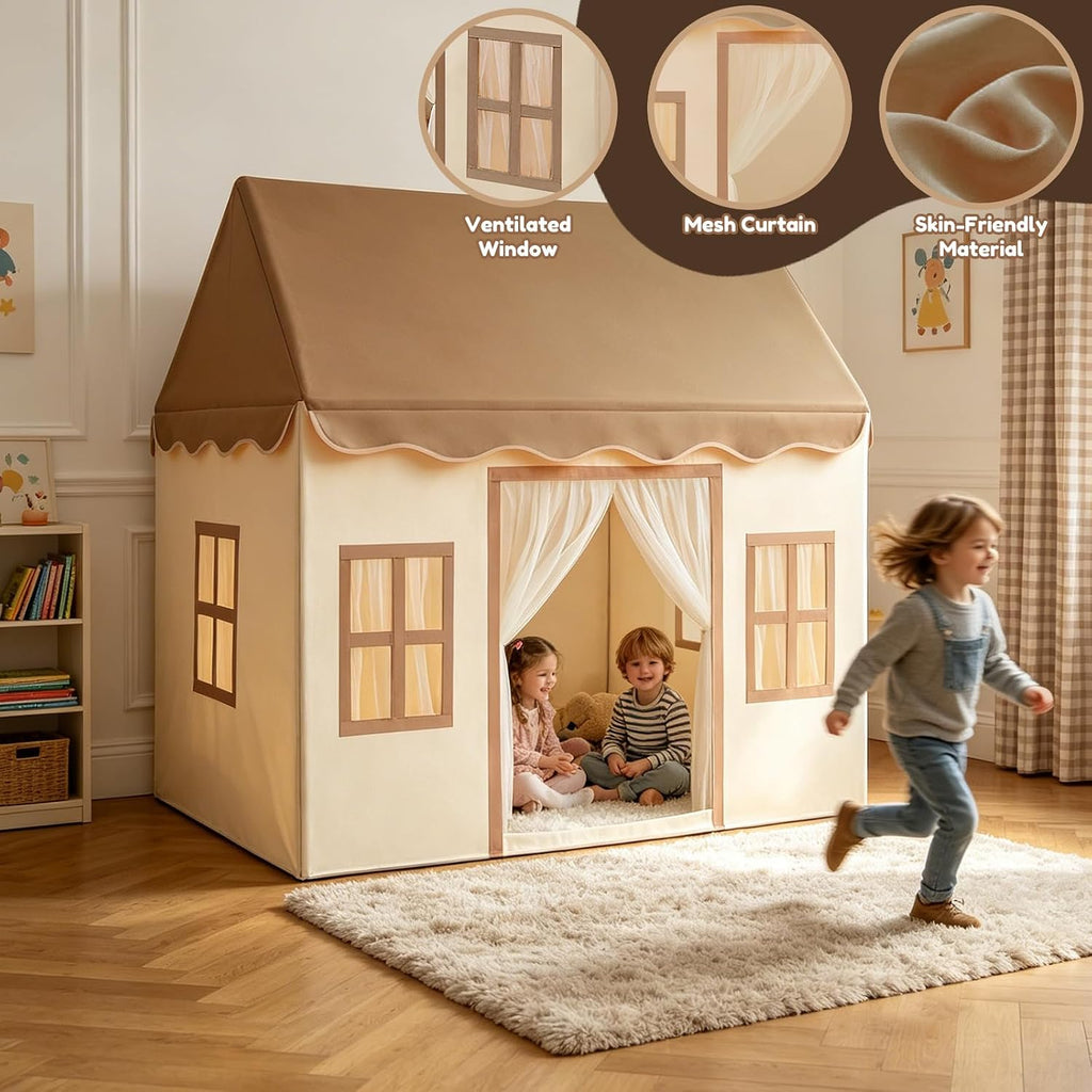 Kids Tent with Padded Mat Playhouse with Large Space for Toddlers Indoor Kids Play Tent for Girls Boys with Stars