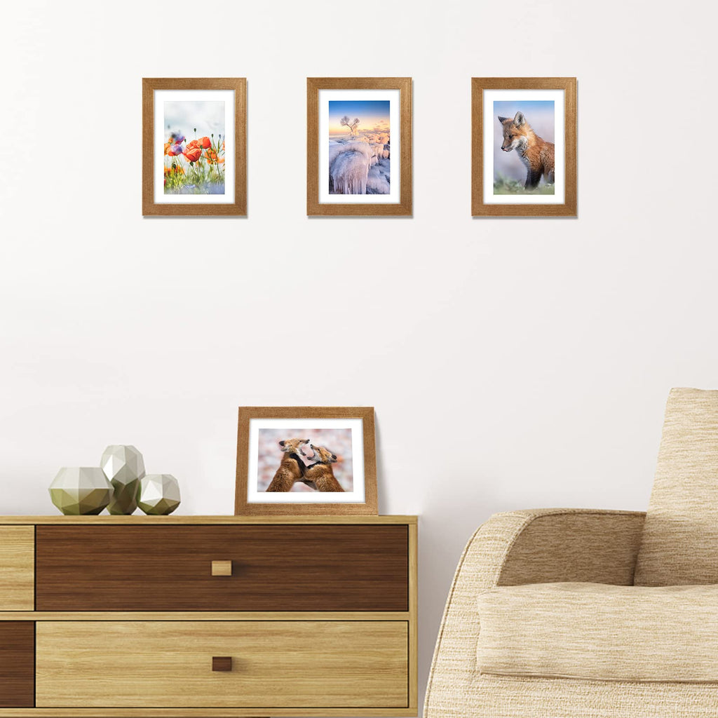 4x6 Picture Frame Set of 4 Antique Gold, 5x7 Matted to 4 x 6 Photo with Mat or 5 x 7 Without Mat for Wall or Tabletop