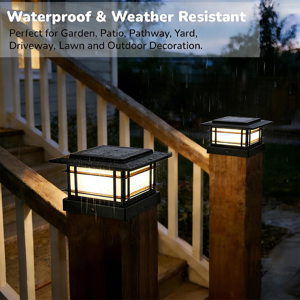 4x4 Solar Post Cap Lights Outdoor with 2 Color Modes, 6 Pack Upgrade Fence Post Solar Lights Black Shell for 4x4