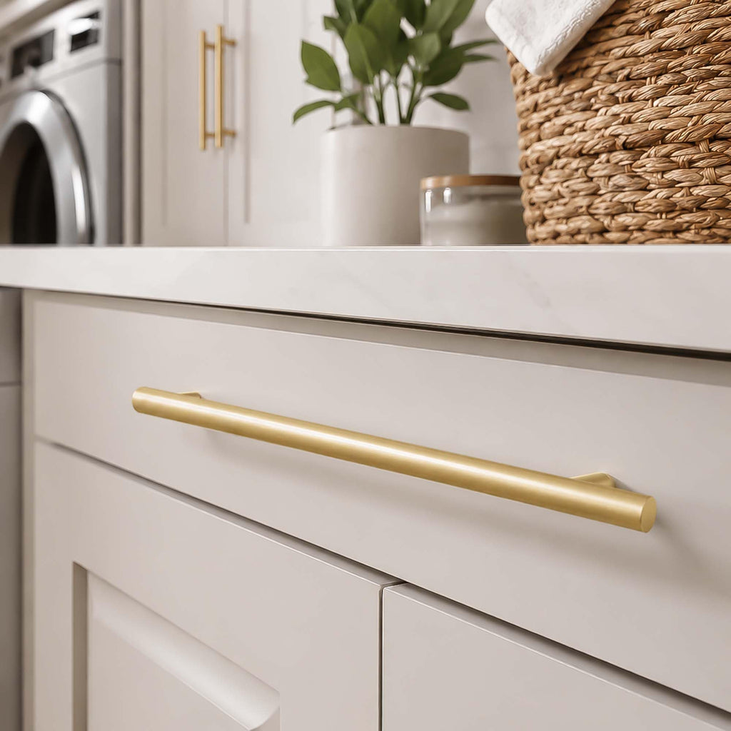 Solid Brass Long Cabinet Pulls, Gold Handles, 10-1/16 Inch