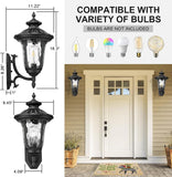 Outdoor Light Fixtures Wall Mount, Waterproof Exterior Wall Lanterns with Waer Ripple Glass, Outside Sconces