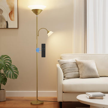 2-in-1 Torchiere Floor Lamp, 34W Super Bright LED Standing Lamp with Remote & Touch Control, 72" Dimmable Adjustable