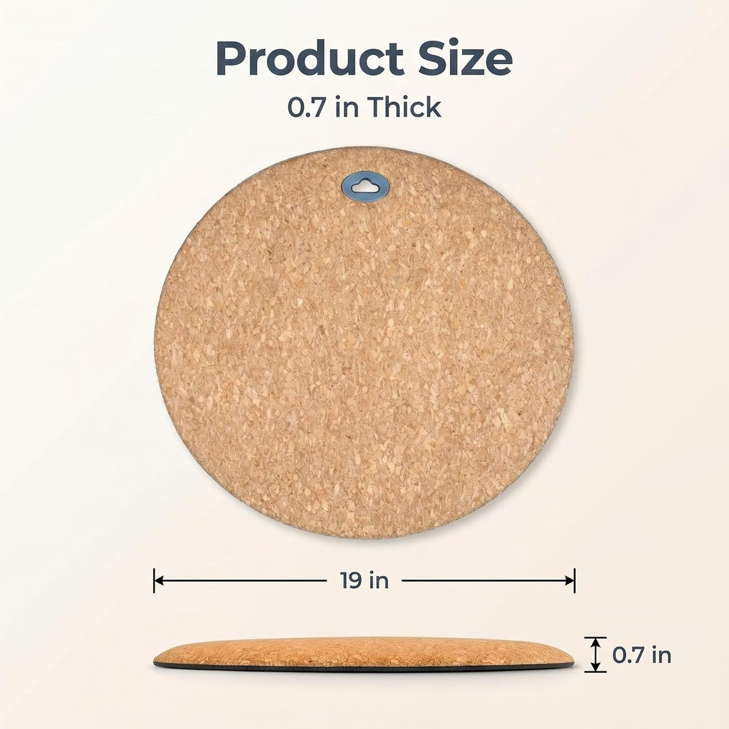 19inch Standing Desk Mat,Round Design Cushioned Cork Anti Fatigue Floor Mat | 0.7" Thick Built‐in Handle, Round Cork