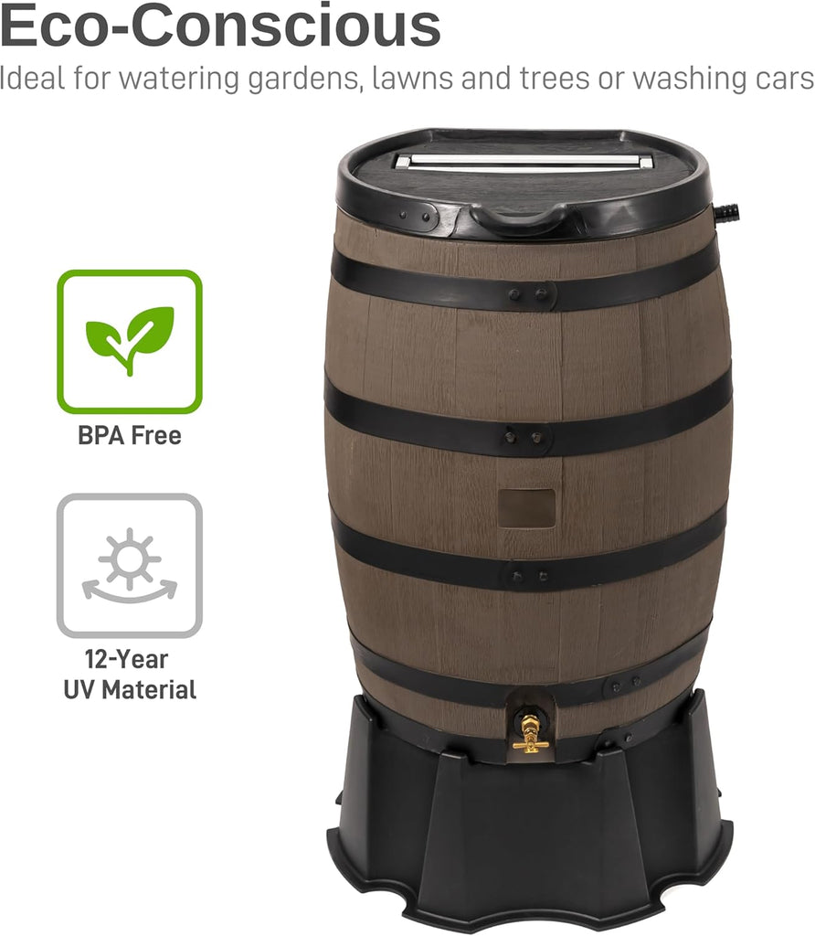 55-Gallon Rain Barrel Stand, Made from 100% Recycled Material, Black