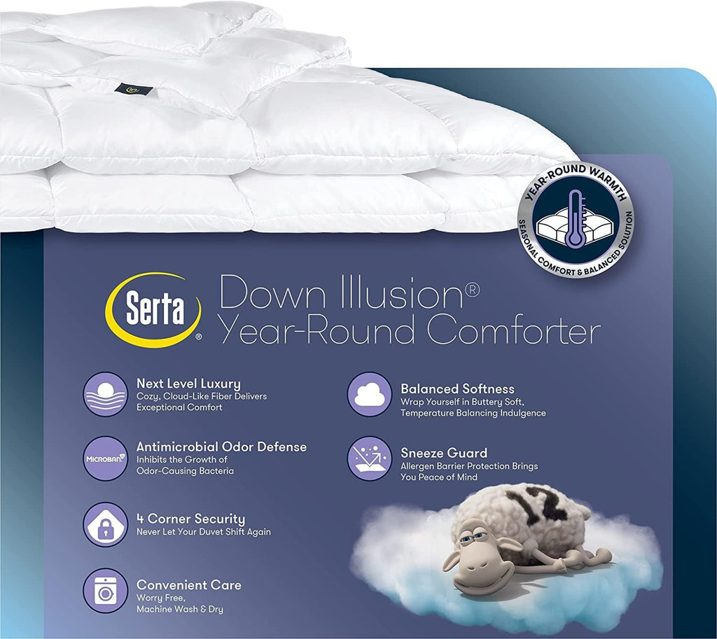 Down Illusion All Season Hypoallergenic Down Alternative Comforter with Corner Loops, King/Cal King,