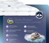 Down Illusion All Season Hypoallergenic Down Alternative Comforter with Corner Loops, King/Cal King, White