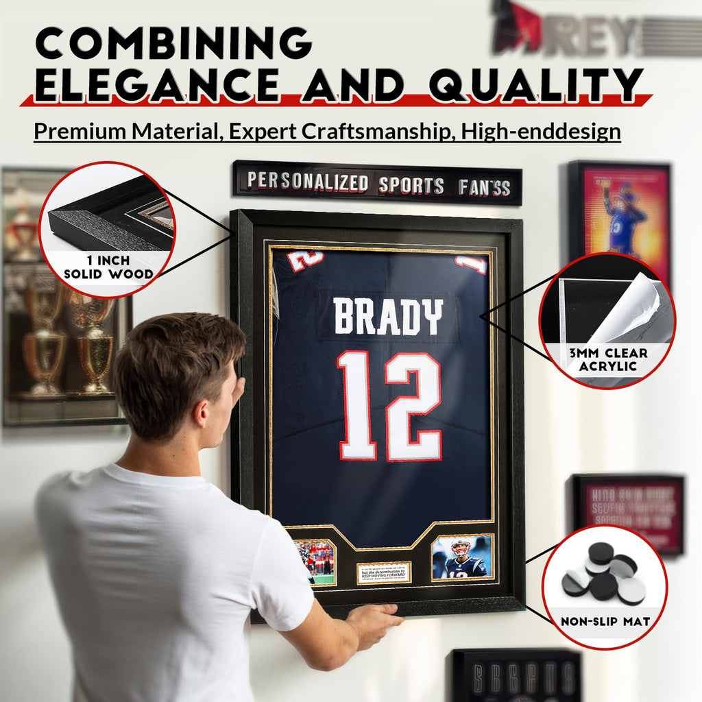 Jersey Frame Display Case, Large Clear Acrylic Shadow Box with UV Protection for Baseball Basketball Football Soccer