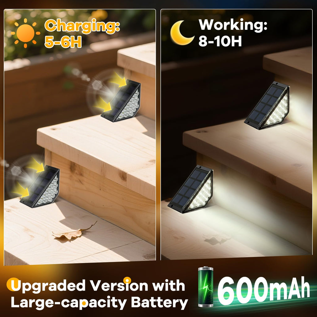 Solar Step Lights for Outside, Solar Stair Lights Outdoor Waterproof, Deck Step Lights for Fence, Patio, Yard, Porch