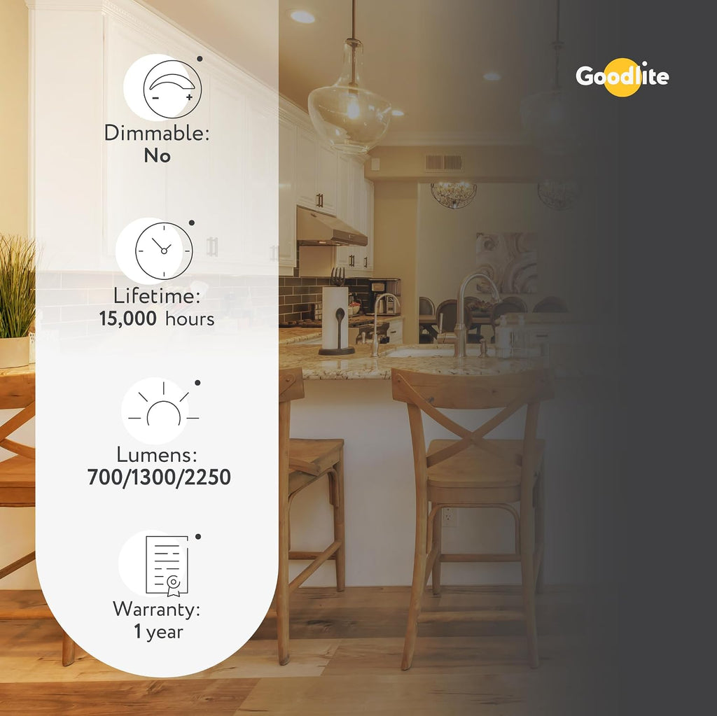 A21 3-Way LED Bulb 75/100/150W Equivalent 700/1300/2250 Lumens,E26 Base, Soft White 2700k