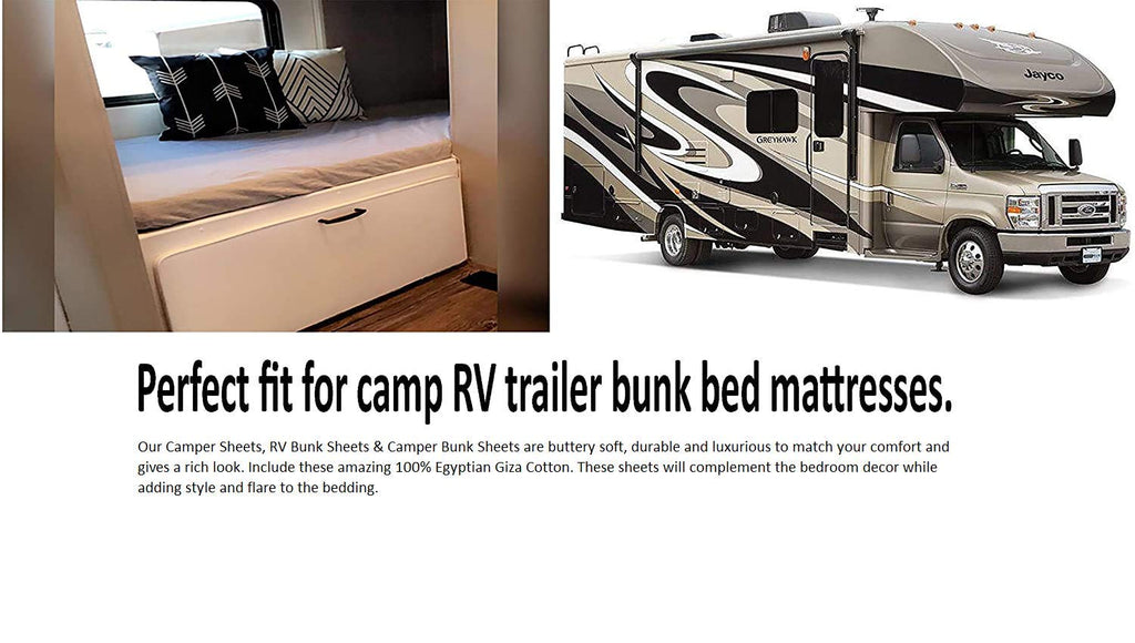 Short Queen Sheets for RV Camper - Giza Cotton Bed Sheet Set - Camper Sheets for Travel Trailers-4 Pieces Cotton RV