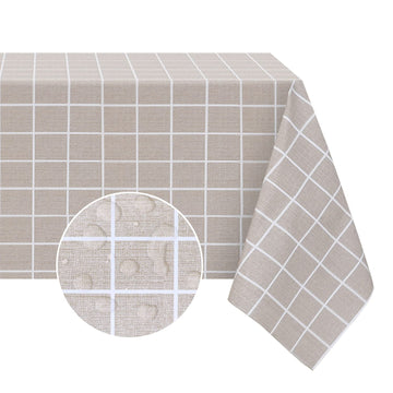 Checkered Vinyl Tablecloth, Rectangle 60 x 102, Sand