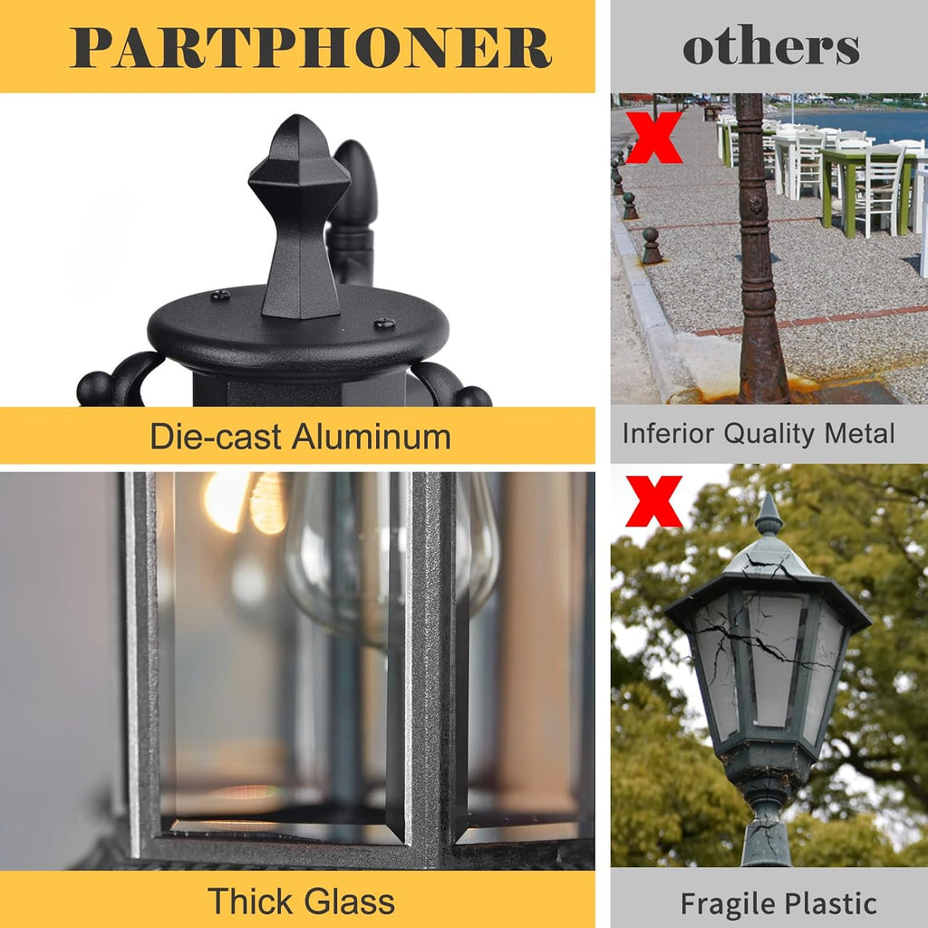 Aluminum Outdoor Lamp Post Birdcage, Hardwired Street Light Post for Outside