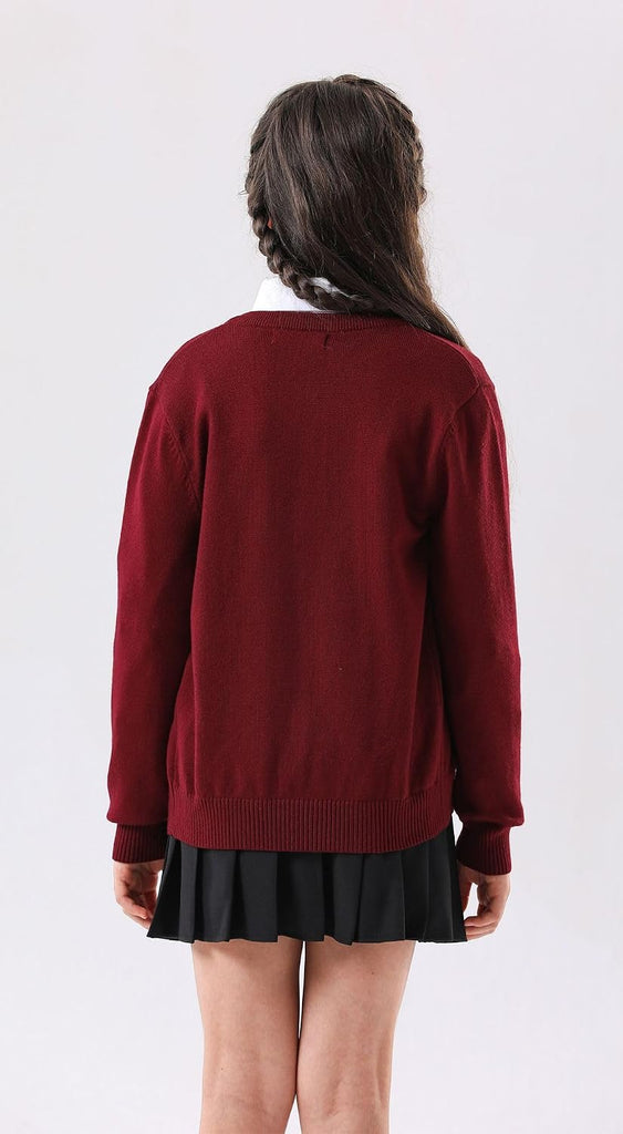 Sweater School Uniforms Button Long Sleeve Knit Tops