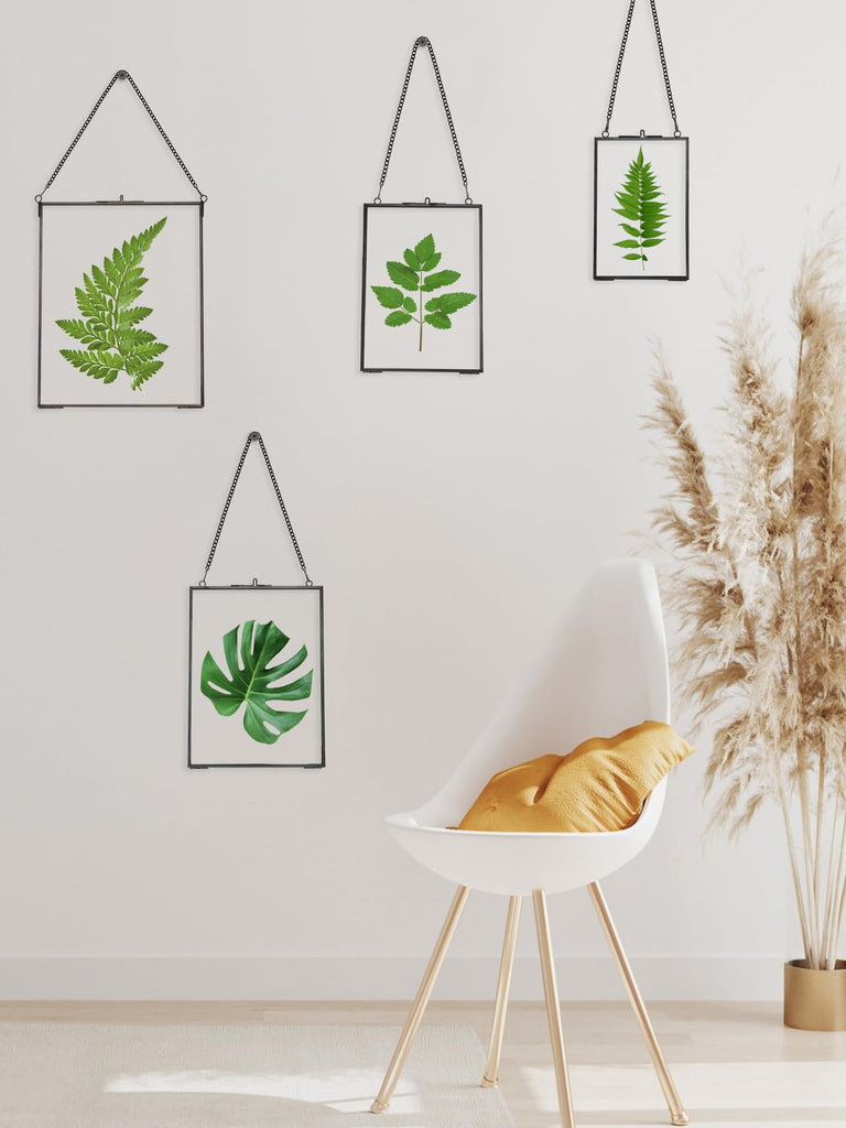 Hanging Pressed Flower Frames, Double Glass, Black, 8x10 Inches