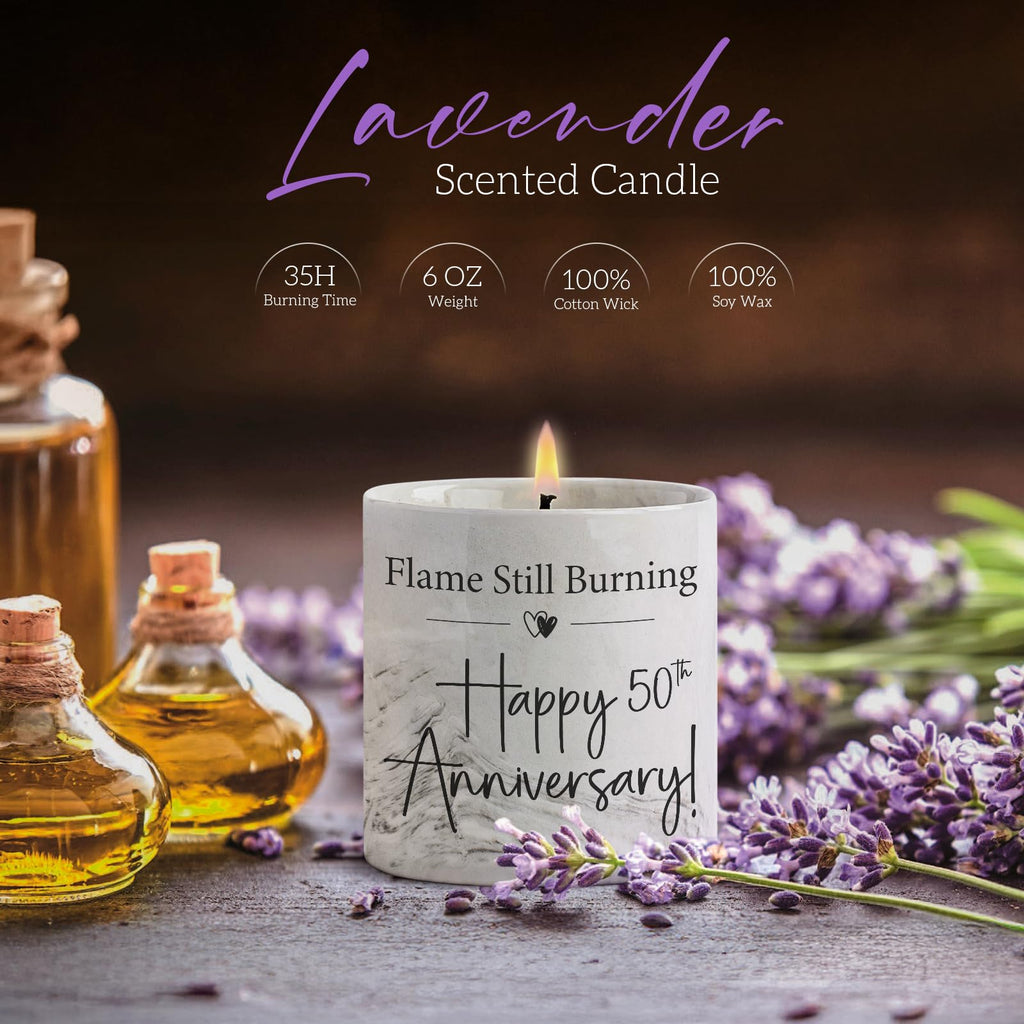 50th Anniversary Candle - 50th Wedding Anniversary Present for Couple & Parents, 50 Year Aniversario Gifts for Men