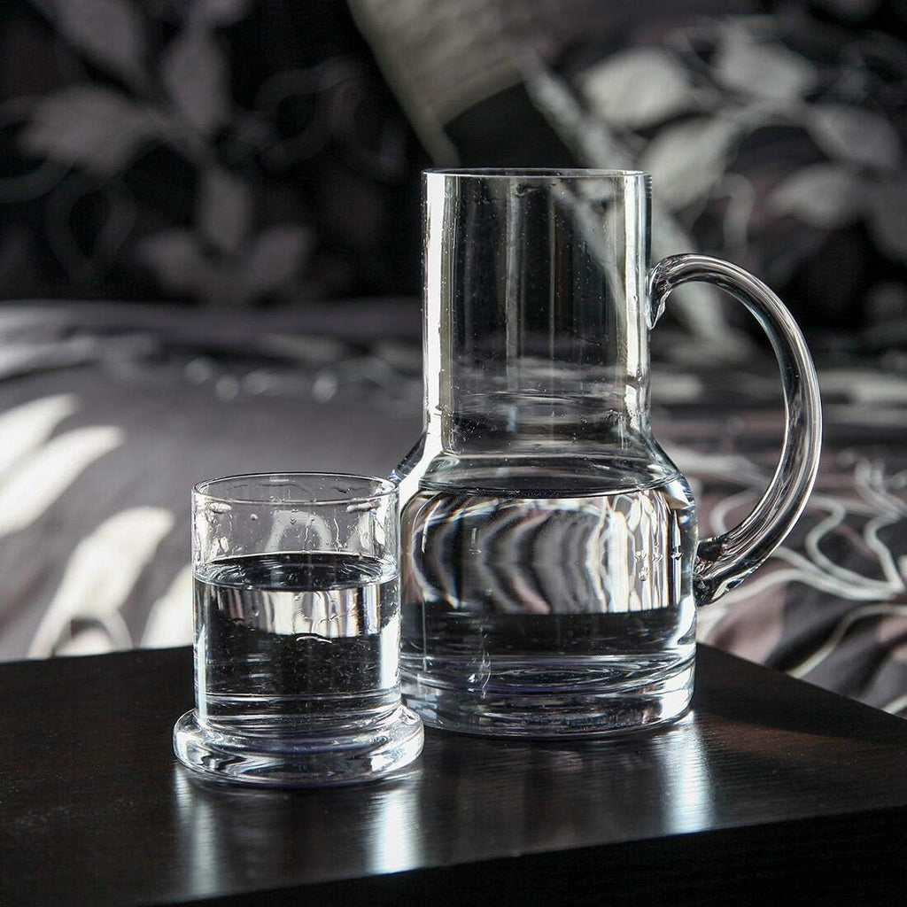 16 oz Glass Water Carafe or Kitchen - Carafe with Cup Lid & Handle, Perfect for Bedside or Desktop Use, Modern Design