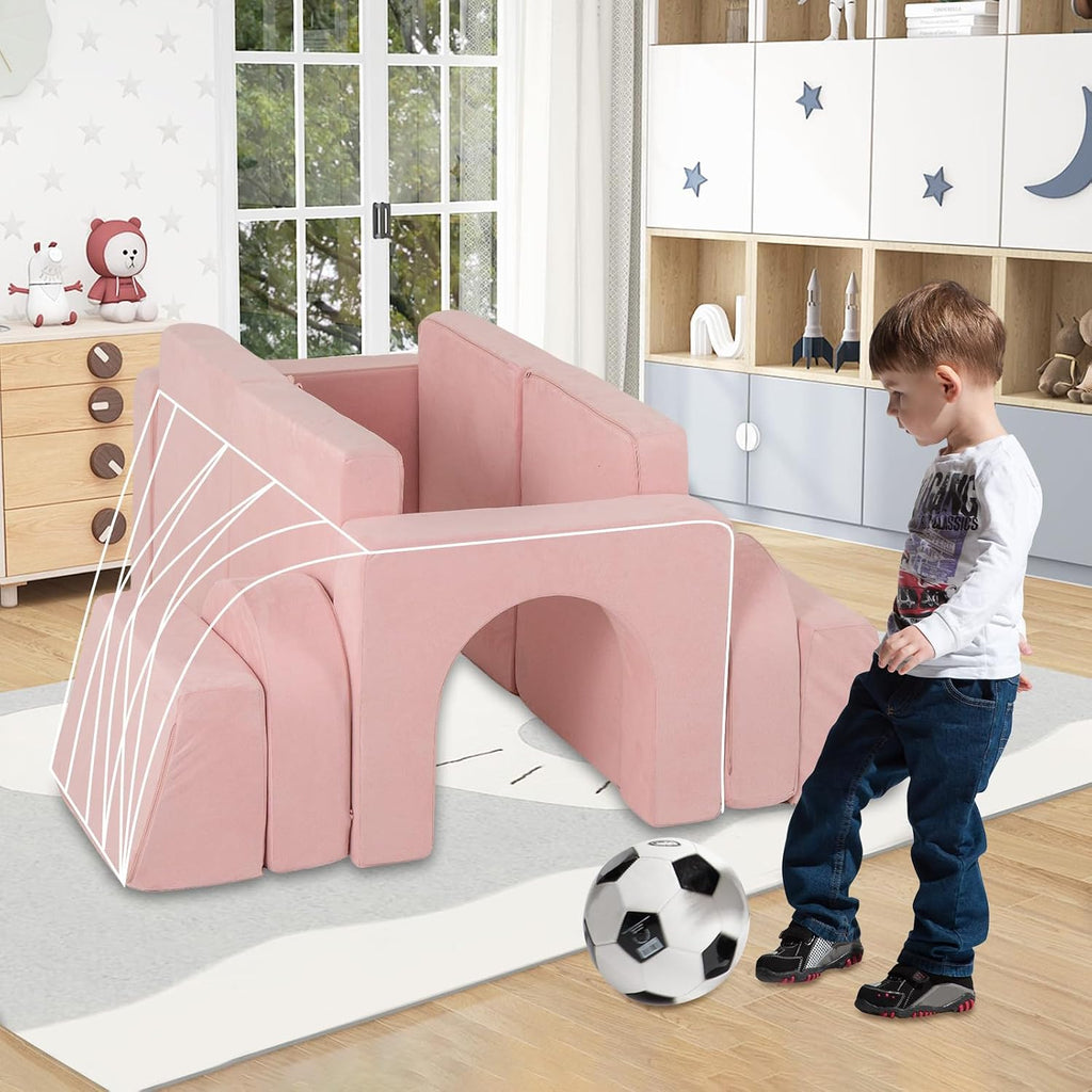 Modular Kids Play Couch, 8 PCS Toddler Creative Sectional Fort Building Sofa for Playroom, Bedroom, Children
