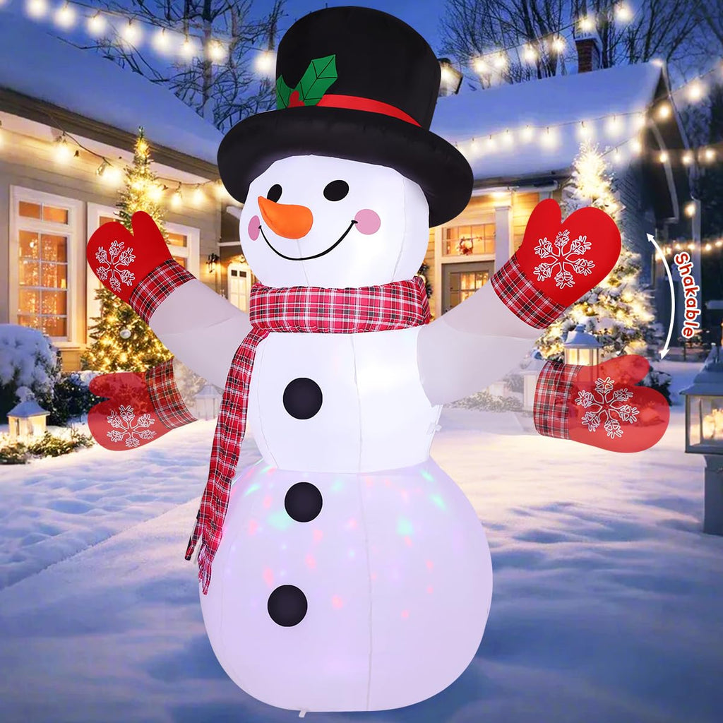 8 FT Christmas Inflatables Outdoor Decorations Inflatable Snowman Shaking Hand Blow ups with Built-in LEDs for Yard
