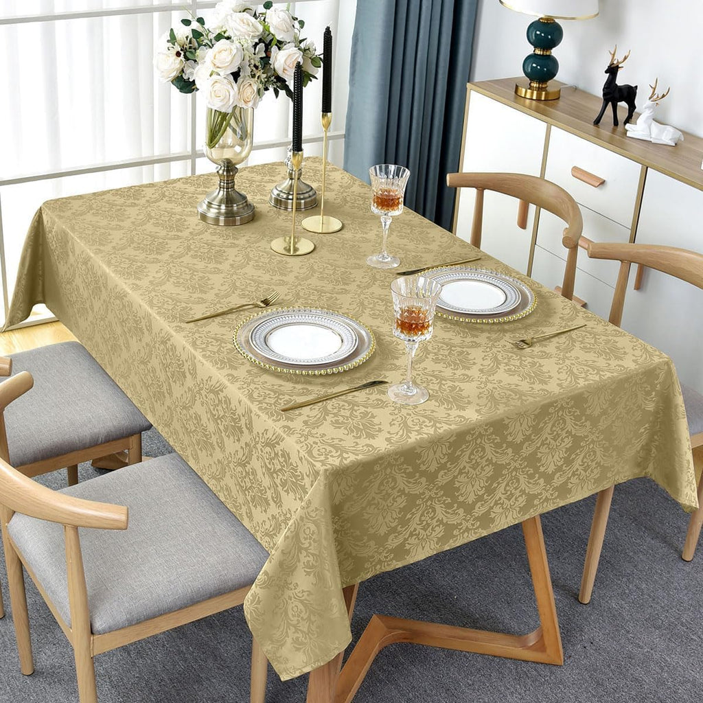 Jacquard Tablecloth Rectangle 60 x 120 Inch, Gold