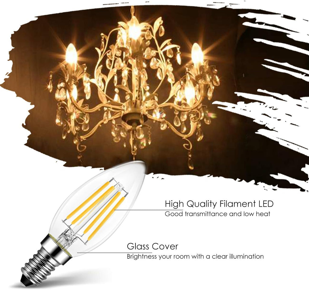 E12 Candelabra LED Bulb Dimmable, 2700K B11 Candle Light Bulb,6 Pack