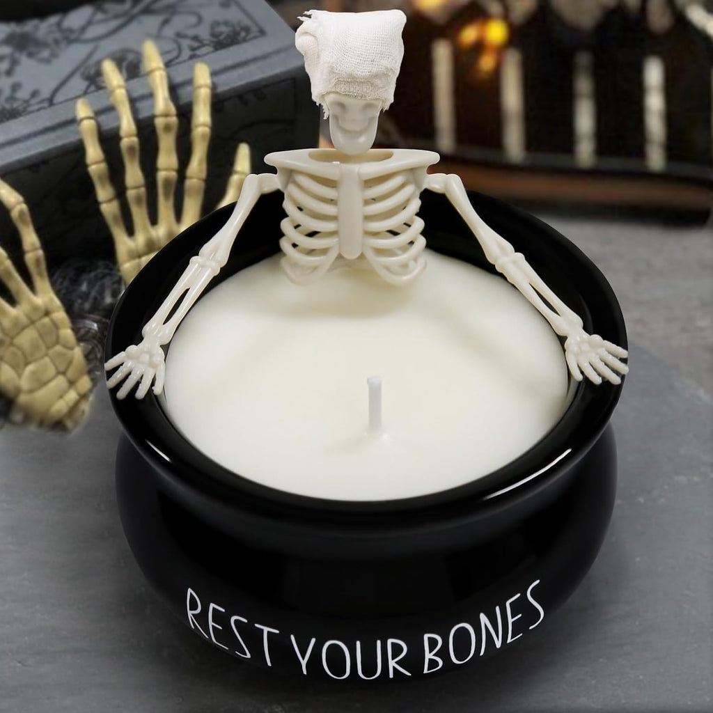 Halloween Decorations Indoor - Cute Skeleton Candles Decor - Set of 144