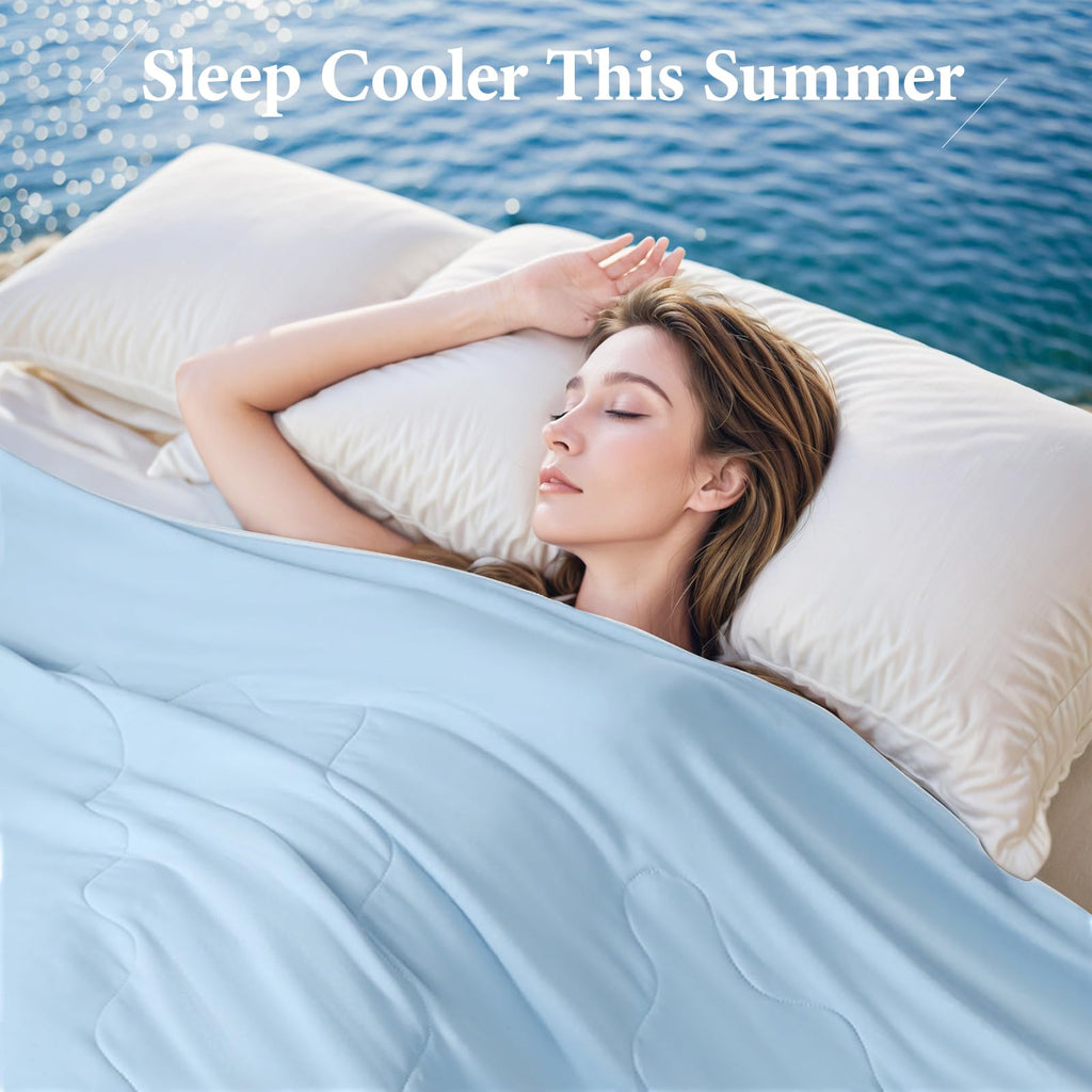 Cooling Comforter Queen Size, Cooling Blankets for Hot Sleepers and Night Sweats, Double Side Cool Soft Light Micro
