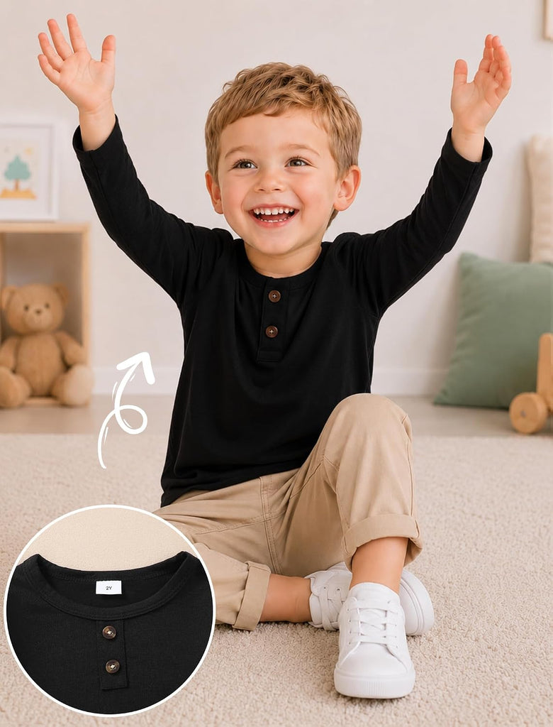 Toddler Boy Clothes Boys Long Sleeve Shirts Henley T Shirts