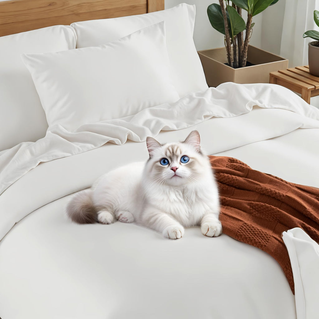 Duvet Cover Queen Set, Ultra Soft, Duvet Cover 100% Viscose from Bamboo Cooling, 1 Duvet Cover and 2 Pillowcases