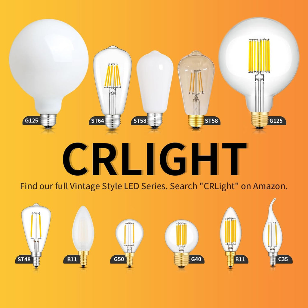 G16.5 Dimmable LED Globe Bulb 8W=80W, 2700K E12 8 Pack for Vanity