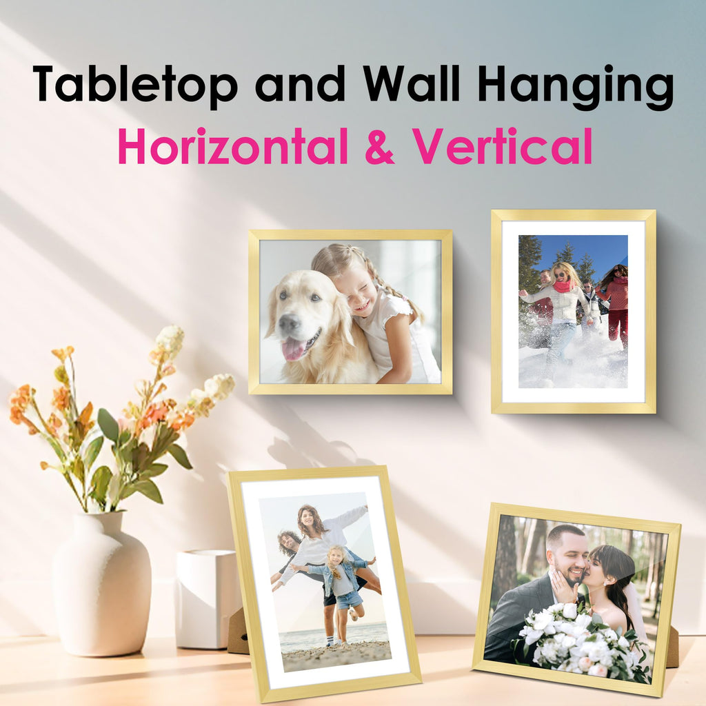 8x10 Picture Frame Bulk-6 Pack, Gold Picture Frames Collage Wall Decor, Wall & Tabletop Picture Frames, Photo Frame
