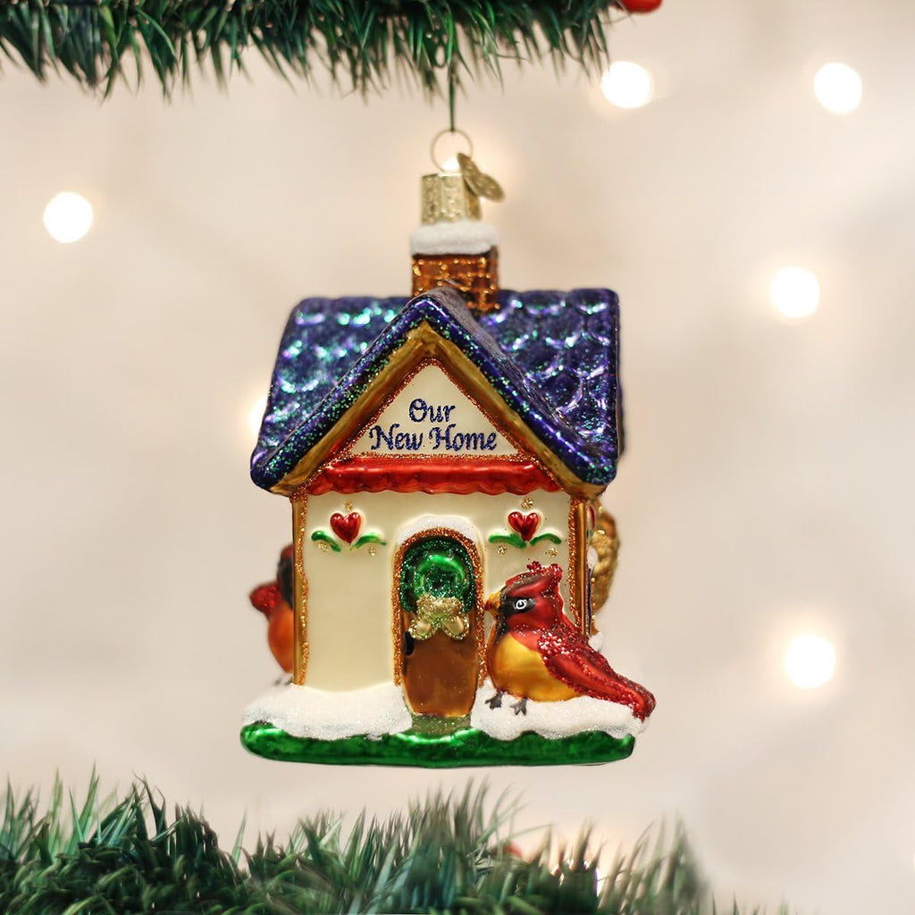 Our New Home Glass Blown Ornament for Christmas Tree, Handcrafted Holiday Decoration, Home Collection