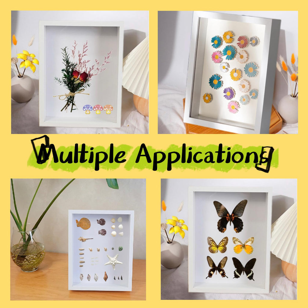 HD Glass Wooden Hollow Photo Frame, 4x6 Shadow Box Frame, Frames for Flower Pressing, Seashell Display Box, Pet