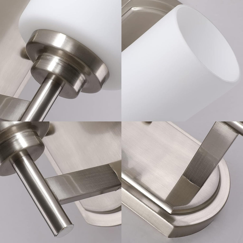 Wall Sconce Set of 2, Satin Nickel Bathroom Vanity Lights | Bathroom Vanity Lighting Fixtures,White Frosted Glass