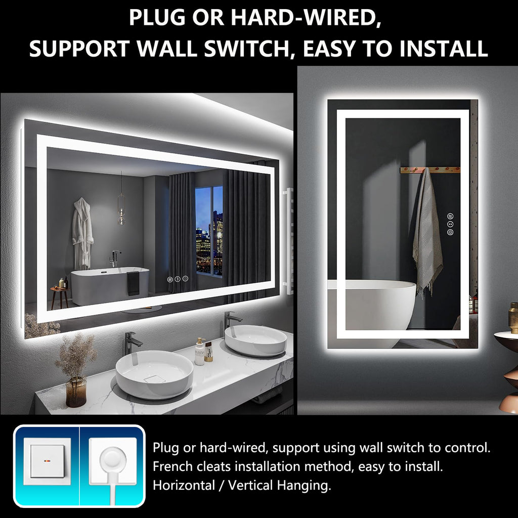 60x36 LED Bathroom Mirror with Lights, Lighted Vanity Mirror