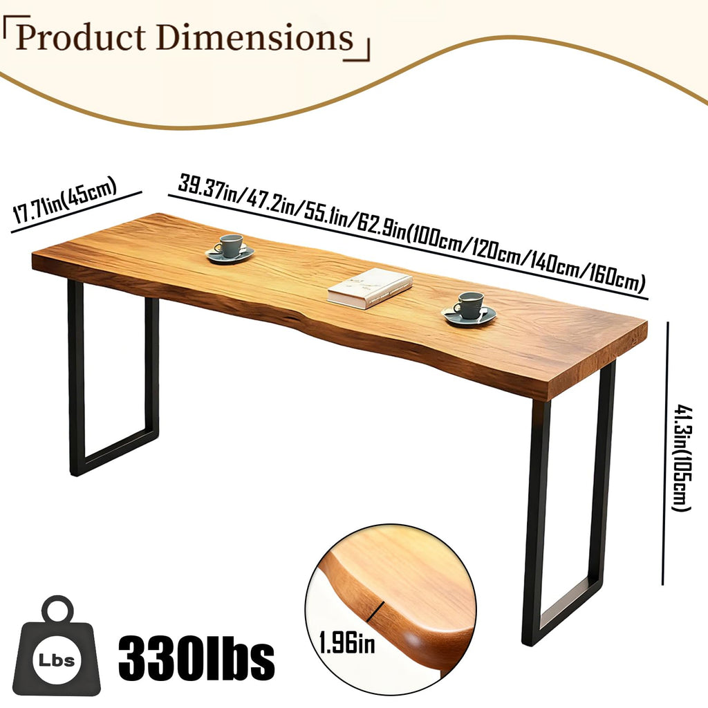 55.1in Bar Table, Solid Wood Narrow Counter Height Table, Industrial Kitchen Dining Table, for Coffee Shop, Living