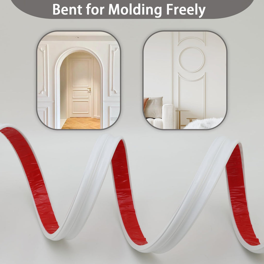 Peel and Stick Wall Molding, Chair Rail Wainscoting Panel, Finish Trim Decoration (Paintable White, 9.8ft x 0.9in)