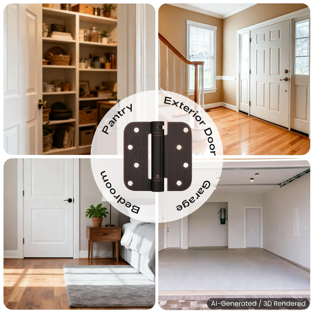 Self Closing Door Hinges 4" Oil Rubbed Bronze with 5/8'' Radius 2 Pack