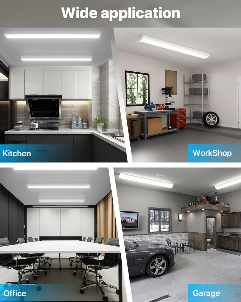 4FT LED Wraparound Light, 60W/50W/40W, 4000K 48Inch Garage Ceiling Lights Surface Mount, ETL Listed