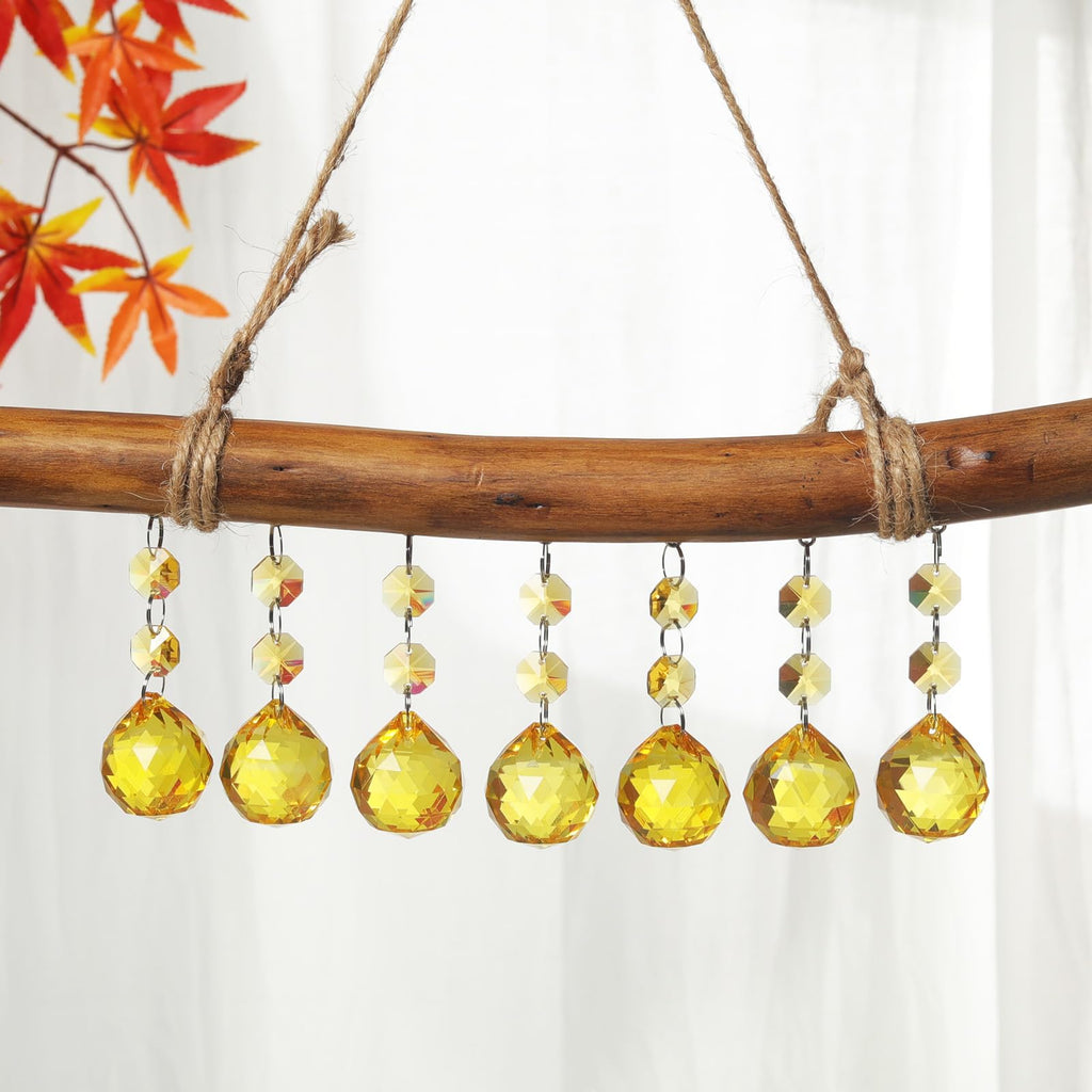 Pack of 10 Yellow Crystal Ball Prism 30mm Suncatcher Chandelier Prisms Part Decor Rainbow Maker