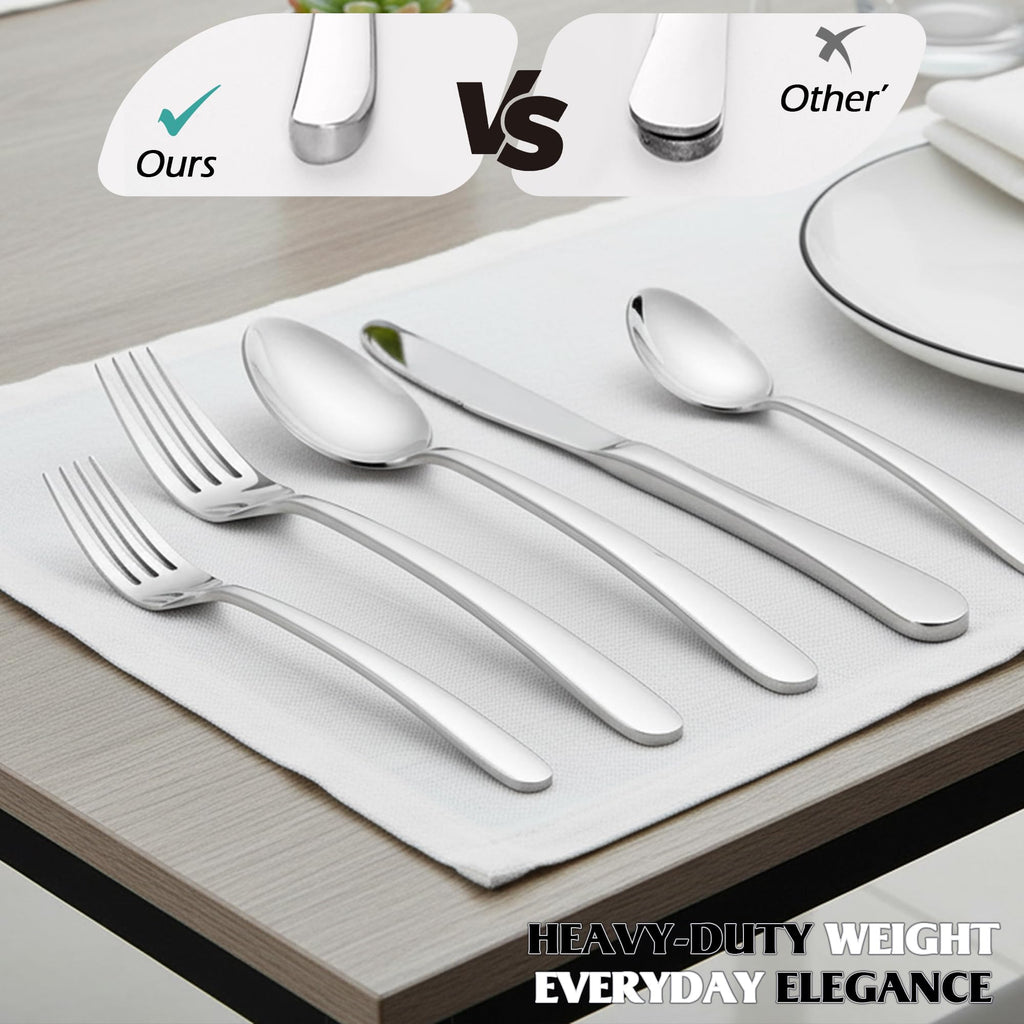 40-Piece Silverware Set for 8, Heavy Duty Stainless Steel Flatware