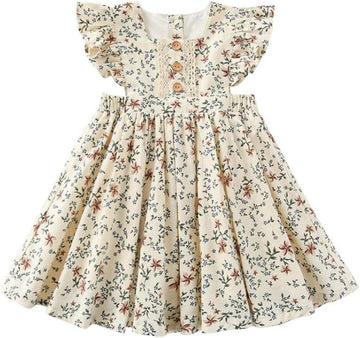 Baby Girls Dress Toddler Girls Flare Lace Trim Princess Party Dress