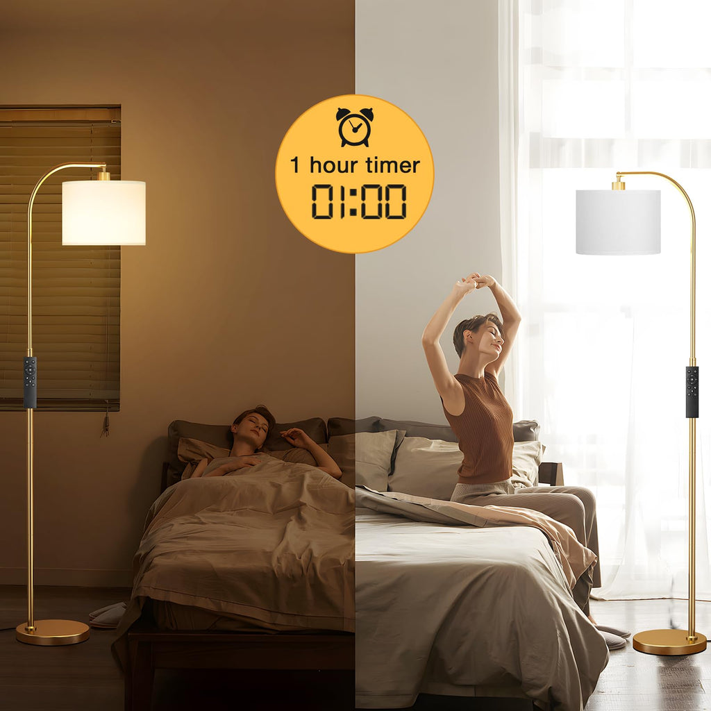 Arc Floor Lamp with Remote and Stepless Dimmable Bulb, Colors Temperature & Brightness Adjustable, Floor Lamps (White