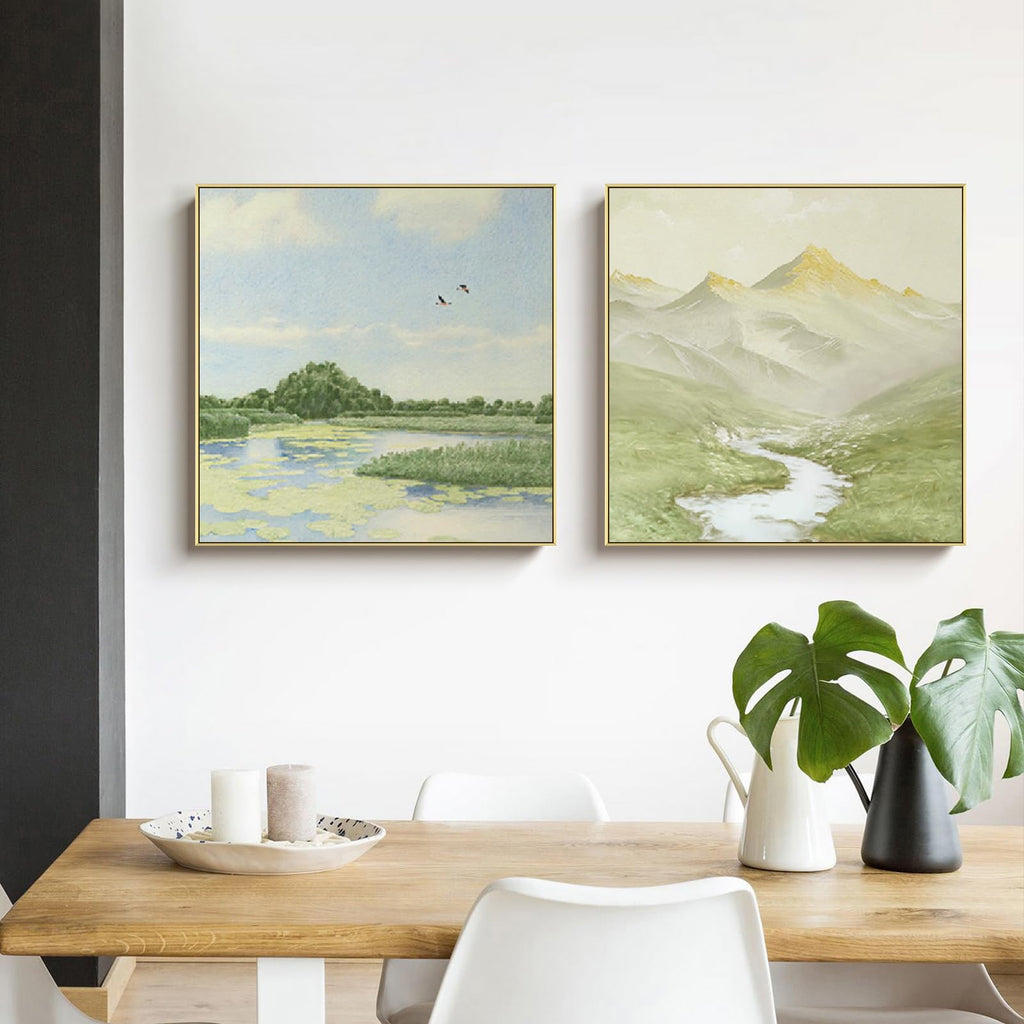 Gold Floating Frame for 24x24 Canvas Paintings Modern Art, 1.5" Deep