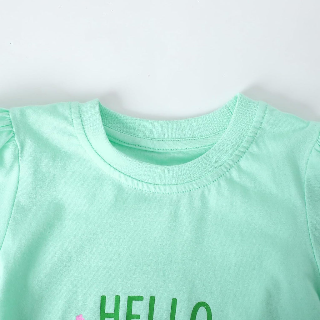 Toddler Girls Graphic T Shirts 3 Pack 100% Cotton Cute Spring Summer Short Sleeve Tees Soft Breathable Tops