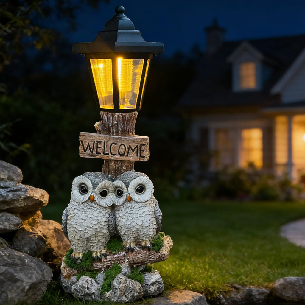 Solar Owl Garden Statue Owl Welcoming Sign | Casa Home Living